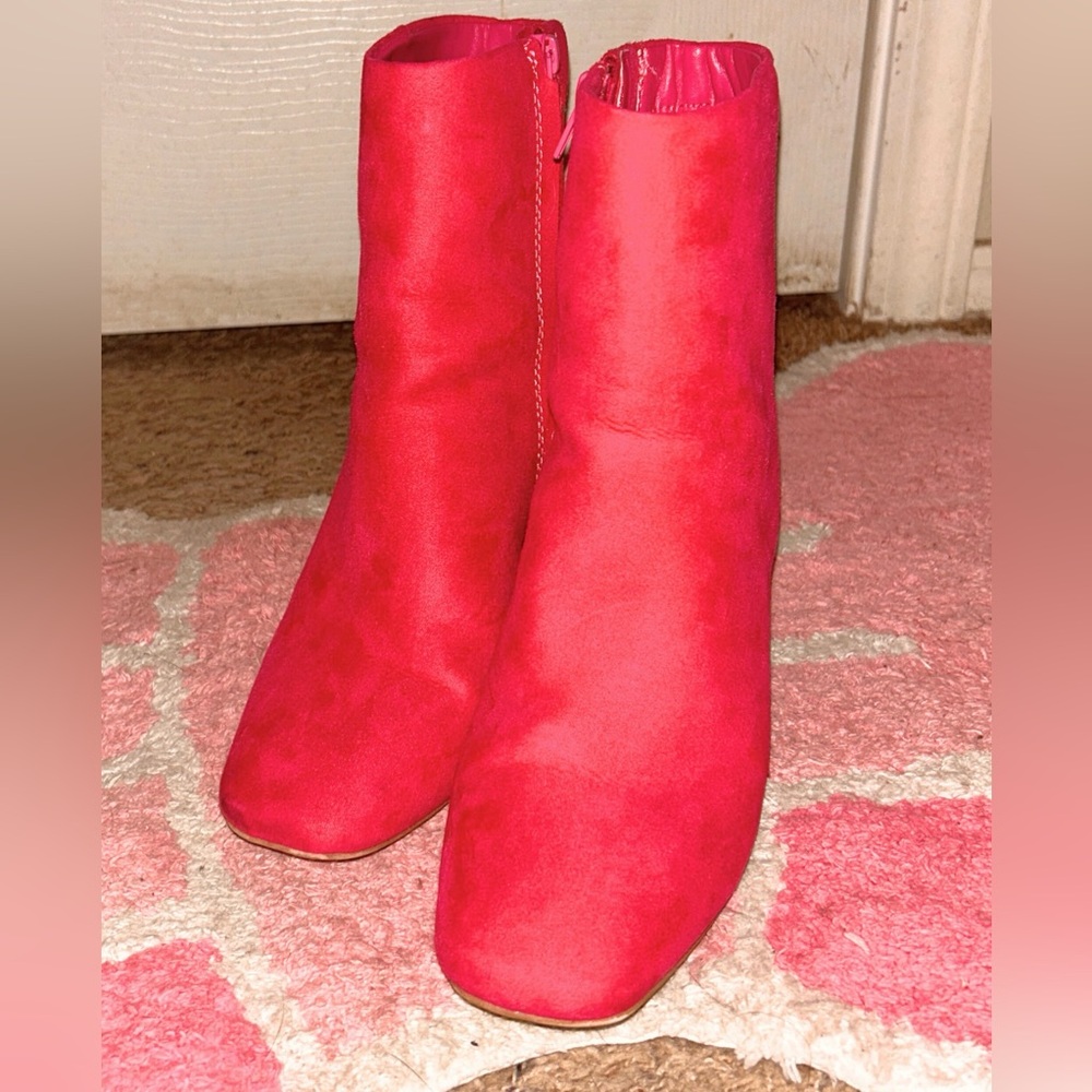 Amazon Bold Red Ankle Booties